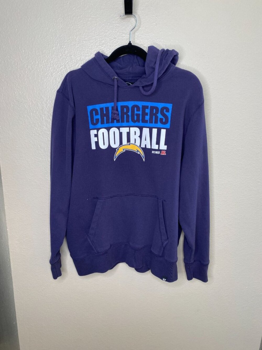 Los Angeles Chargers Blue Hoodie 47 Brand Mens X-L NFL Football Logo Pullover